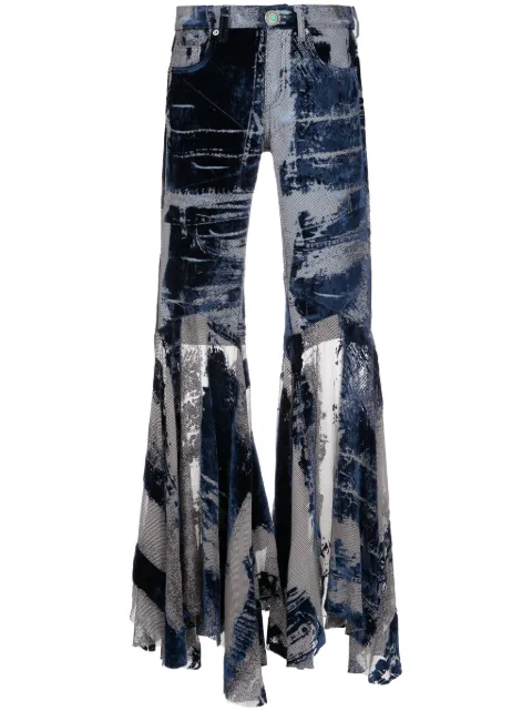 Roberto Cavalli distressed flared trousers