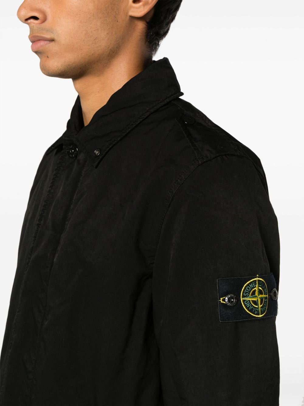 Stone Island Parka met brede kraag Zwart