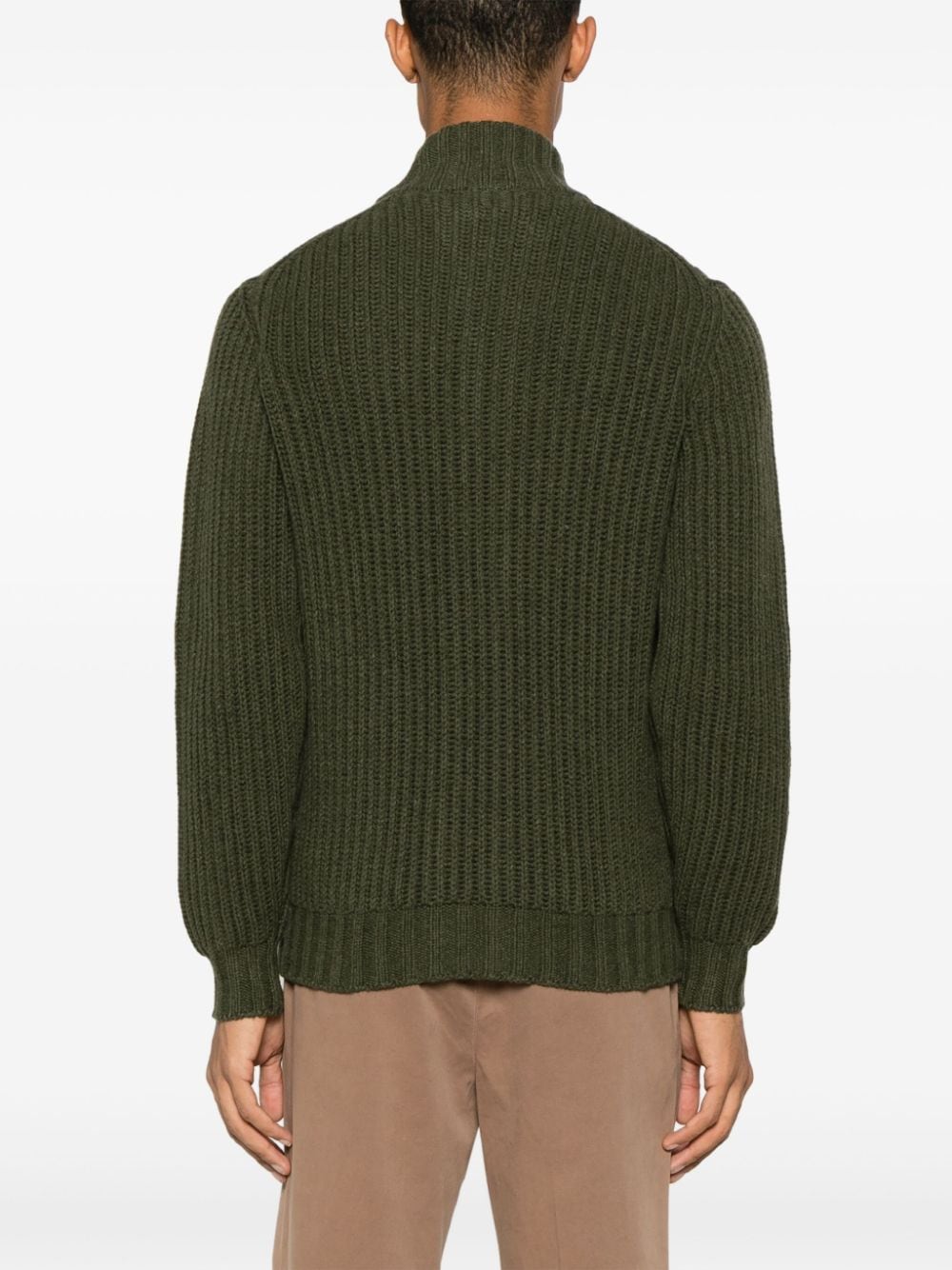 Shop Dell'oglio High-neck Cashmere Cardigan In Green