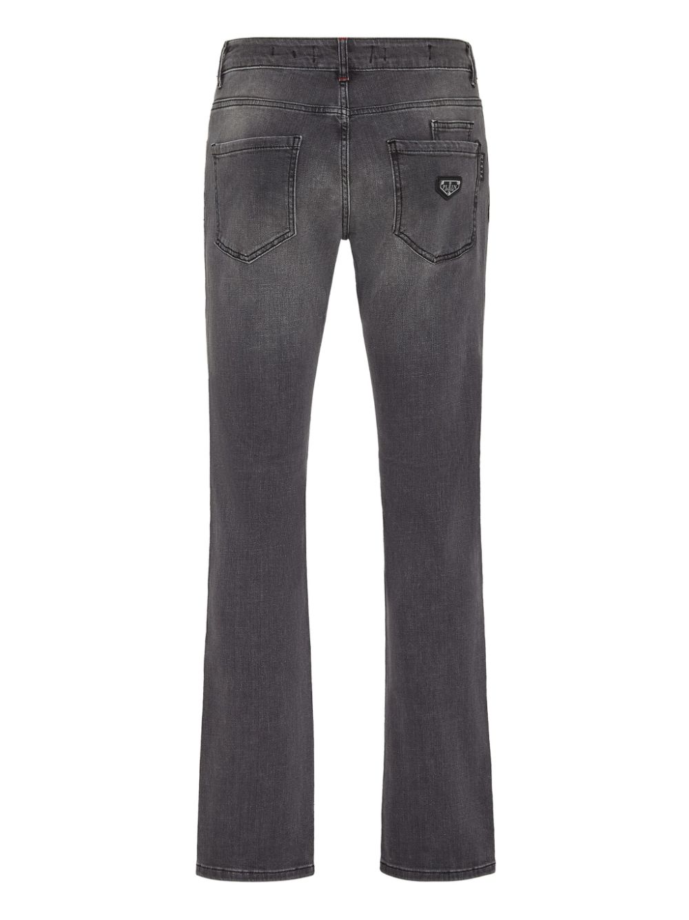 Shop Philipp Plein Supreme Iconic Low-rise Straight-leg Jeans In Grey