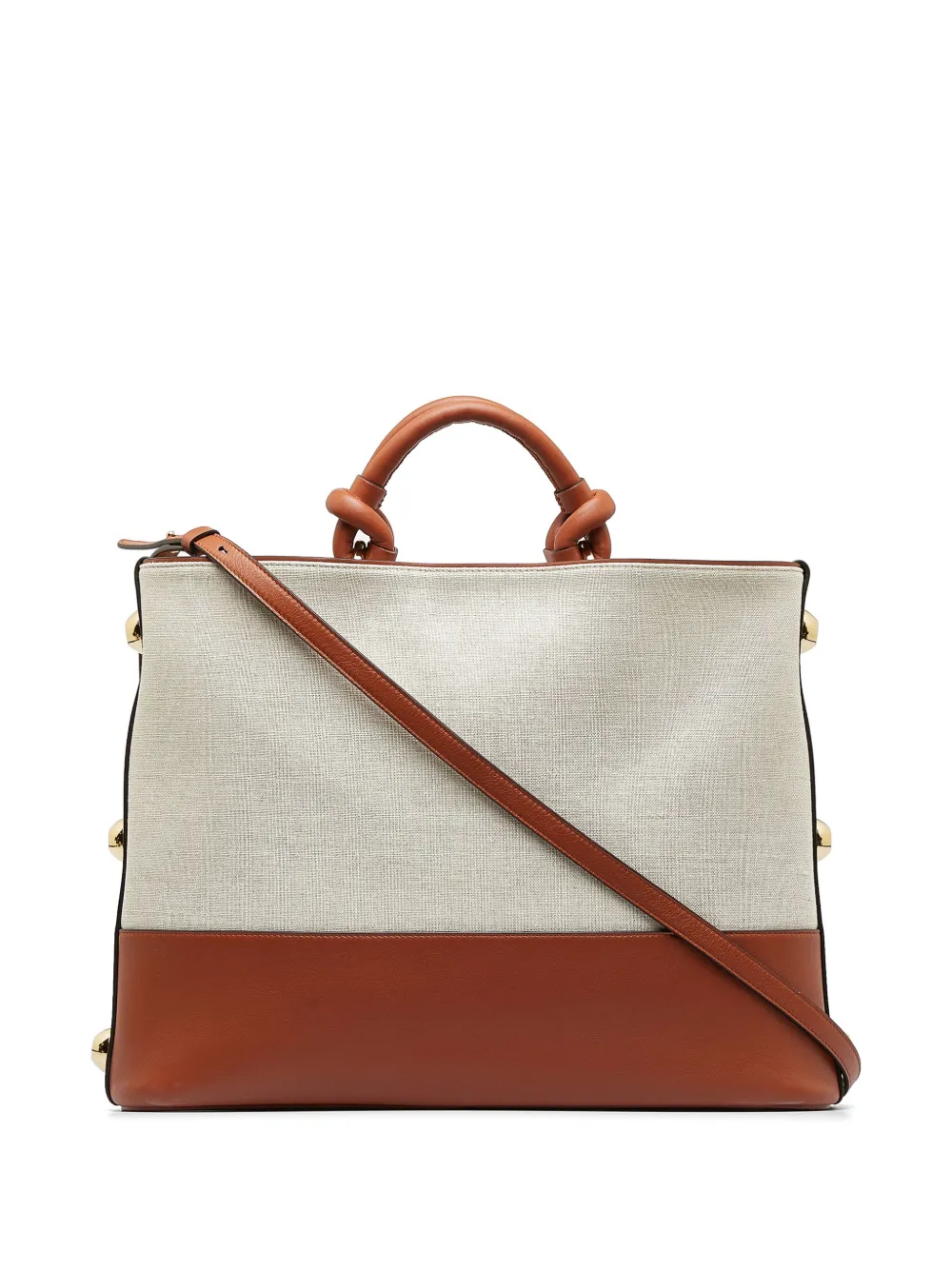 Pre-owned Ferragamo Glam Canvas Tote Bag In Neutrals