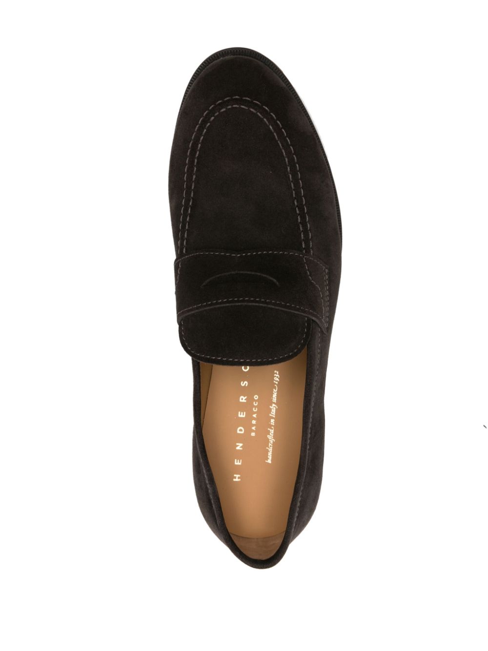 Shop Henderson Baracco Suede Penny-slot Loafers In Brown