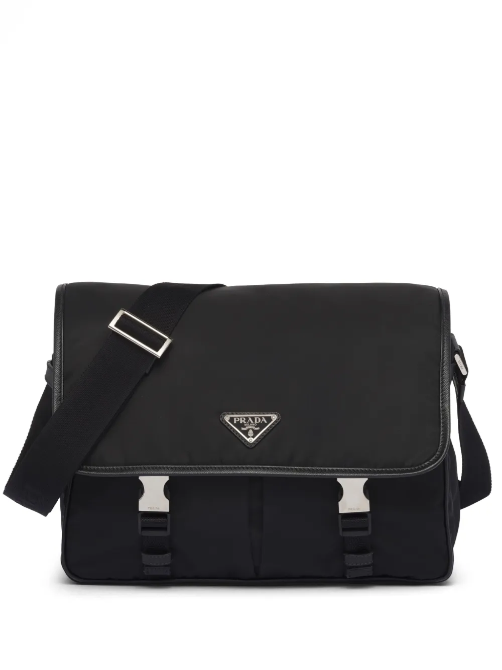 Prada Re-nylon Triangle-logo Crossbody Bag In Black
