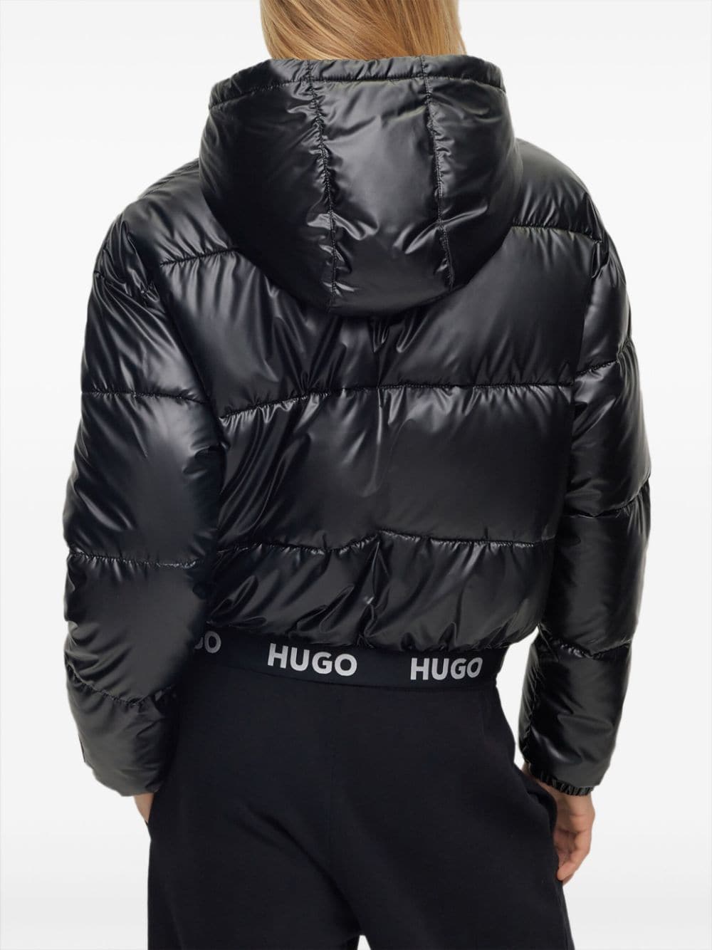 HUGO Donsjack met logo tailleband Zwart