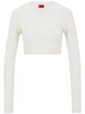 HUGO ribbed-knit cropped top - White