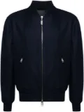 Brioni brushed-effect twill bomber jacket - Blue