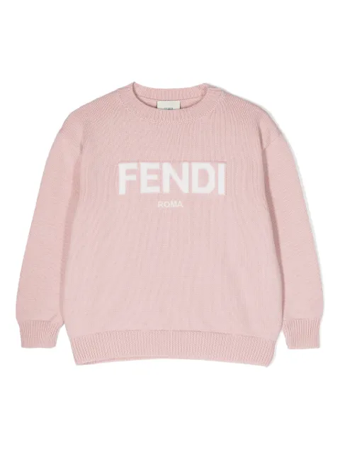 Fendi Kids logo-jacquard virgin wool jumper