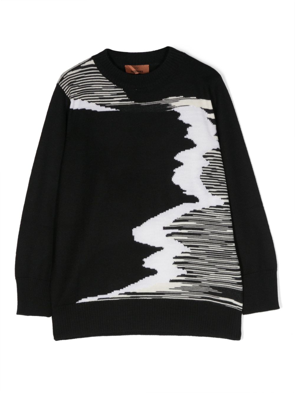 Missoni Kids' Intarsia-knit Wool Jumper In Black