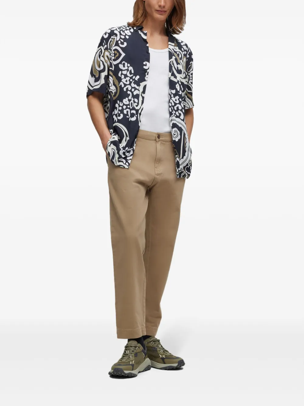HUGO Camisa de canvas com estampa paisley | Image 2