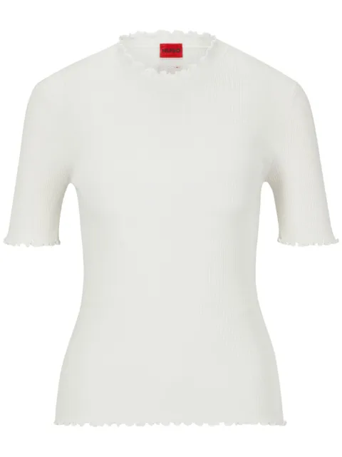 HUGO frilled-neck short-sleeve top 