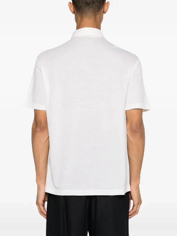 Brioni logo-embroidered Wool Polo Shirt | Neutrals | FARFETCH