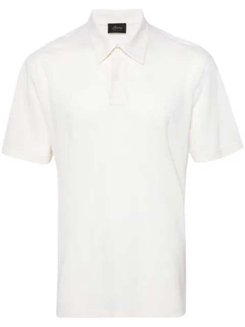 Brioni logo-embroidered wool polo shirt