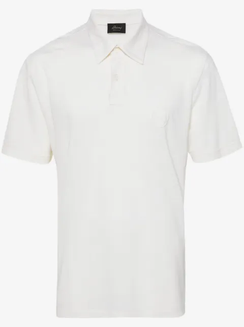 Brioni logo-embroidered wool polo shirt