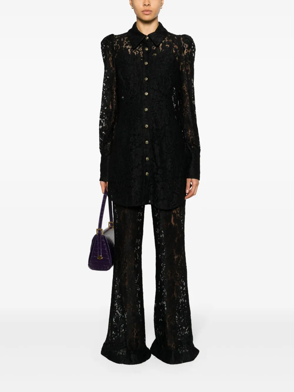 ZIMMERMANN Matchmaker guipure-lace flared trousers - Zwart