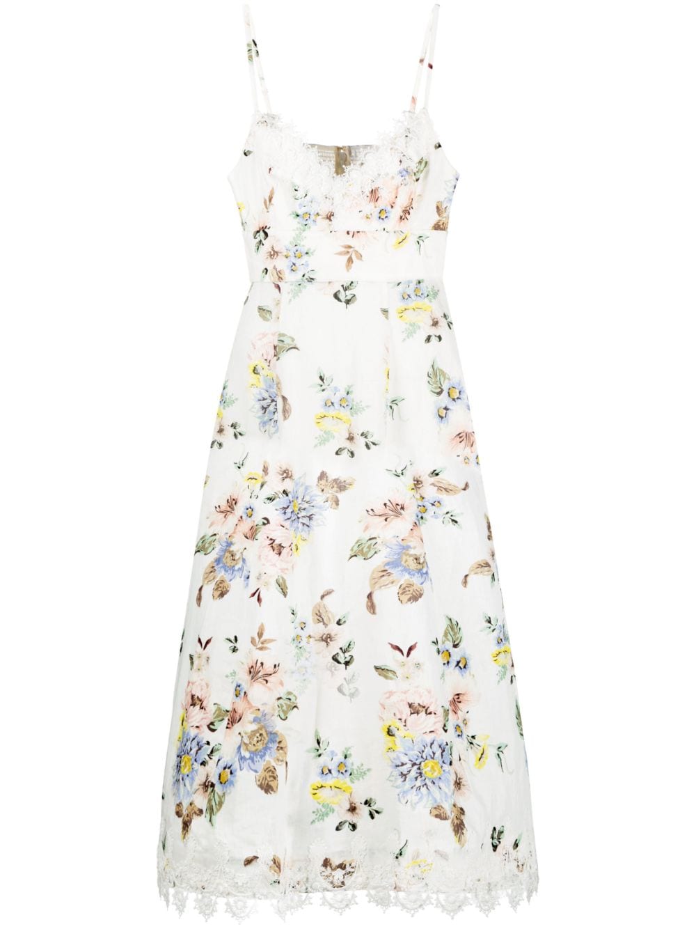 ZIMMERMANN floral-print Linen Midi Dress - Farfetch