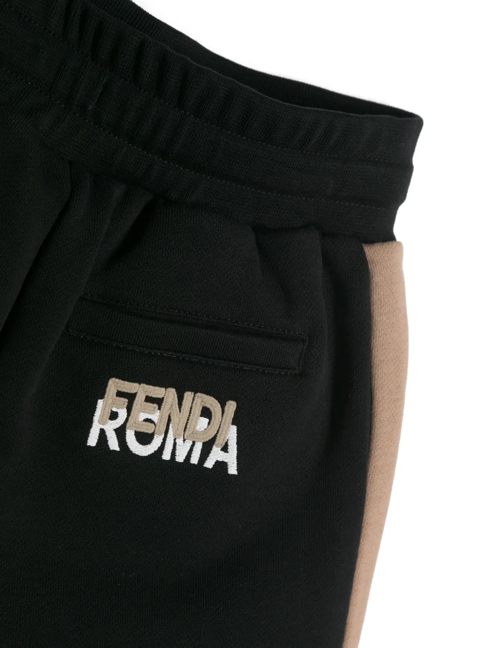 Shop Fendi Side-stripe Cotton Track Pants In Black