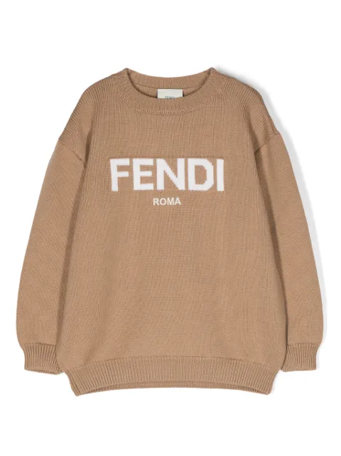 Fendi Kids logo-intarsia wool jumper
