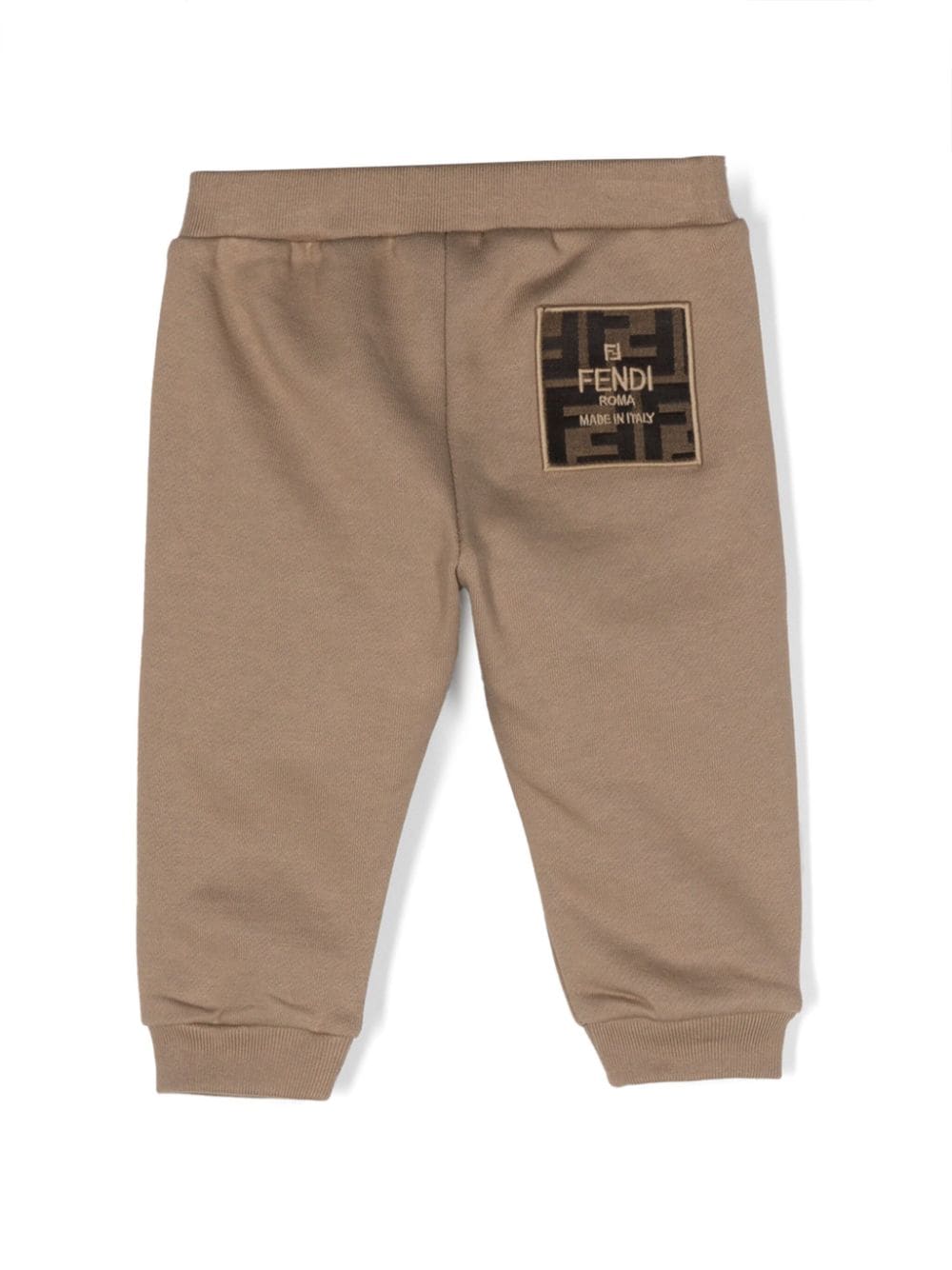 Shop Fendi Logo-embroidered Cotton Jersey Trousers In Brown