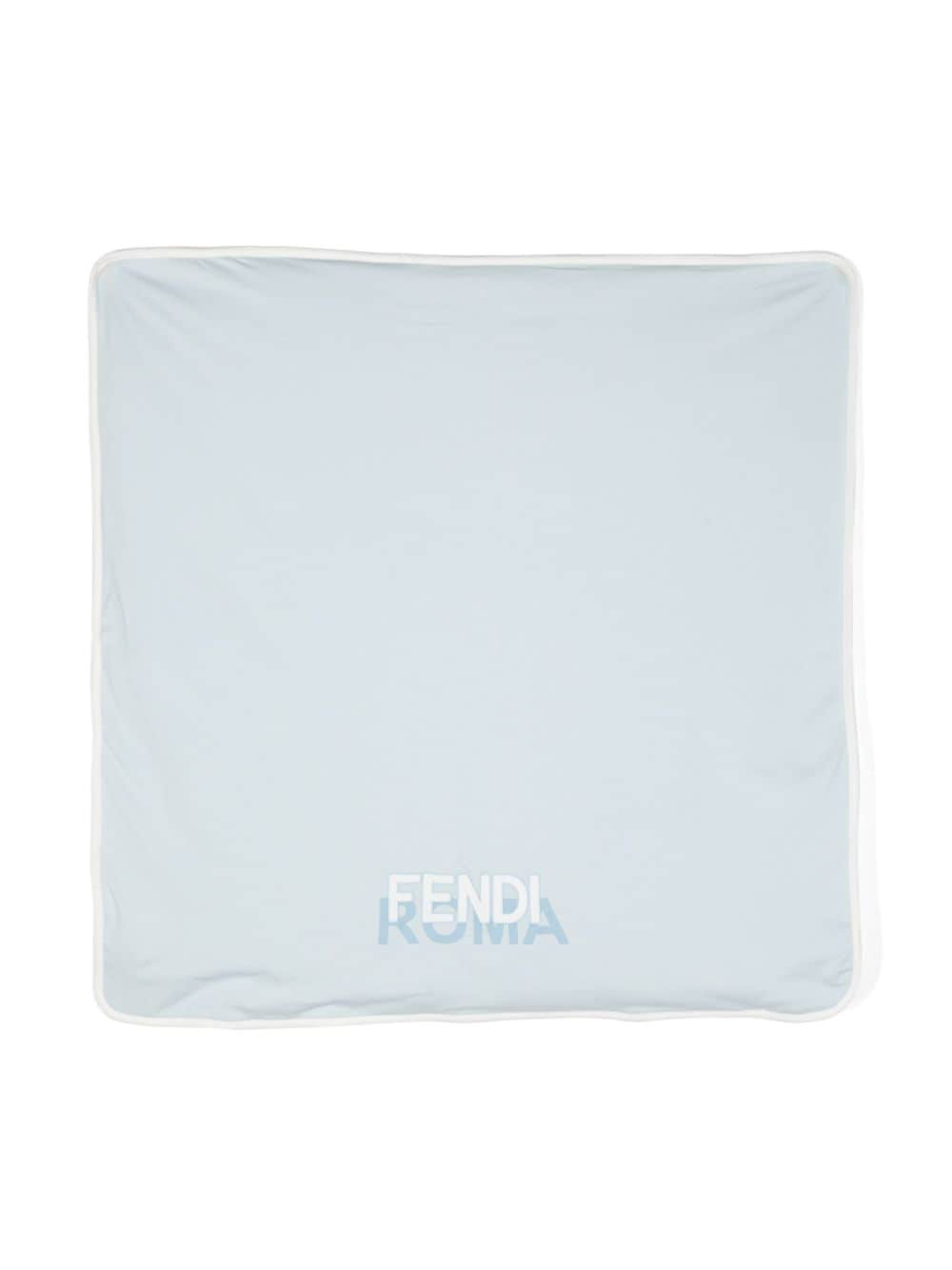 Shop Fendi Logo-embroidered Square Blanket In Blue