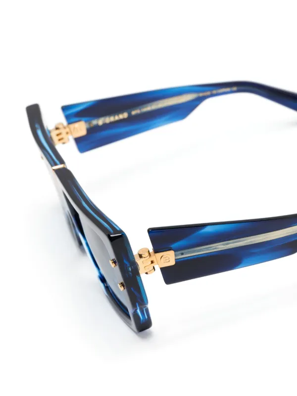 Balmain Eyewear B-Grand logo-plaque Sunglasses | Blue | FARFETCH