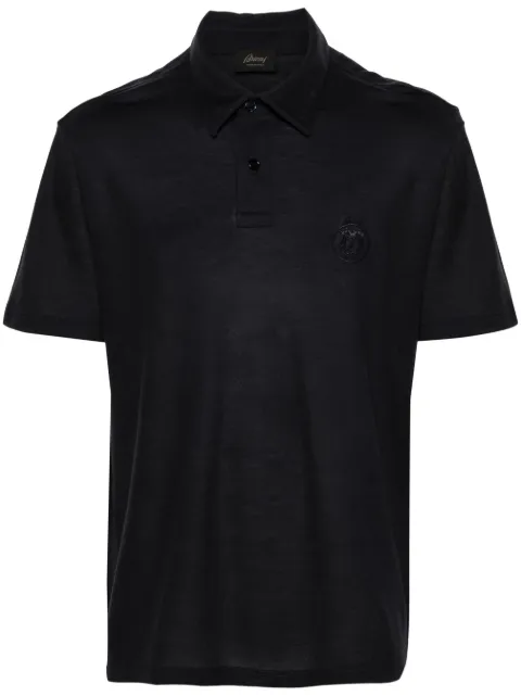 Brioni logo-embroidered wool polo shirt