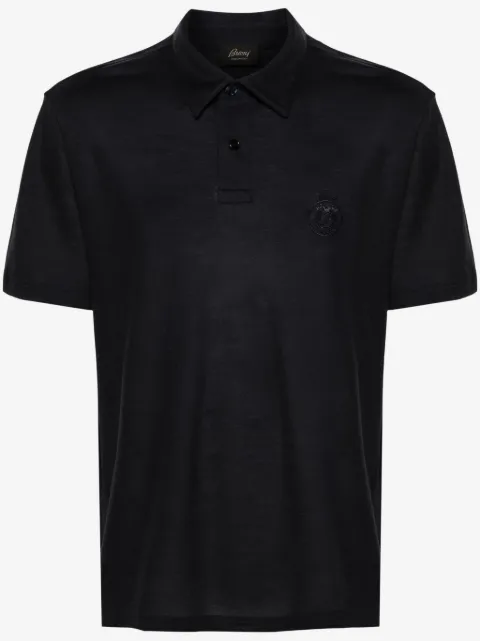 Brioni logo-embroidered wool polo shirt