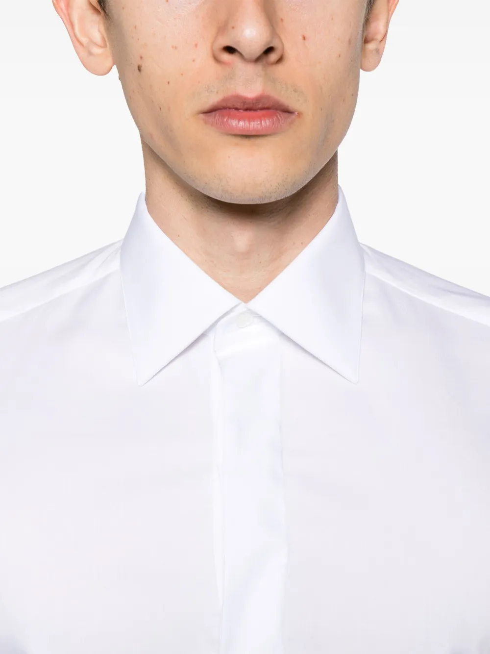 Brioni Pointed-collar Twill Shirt In White