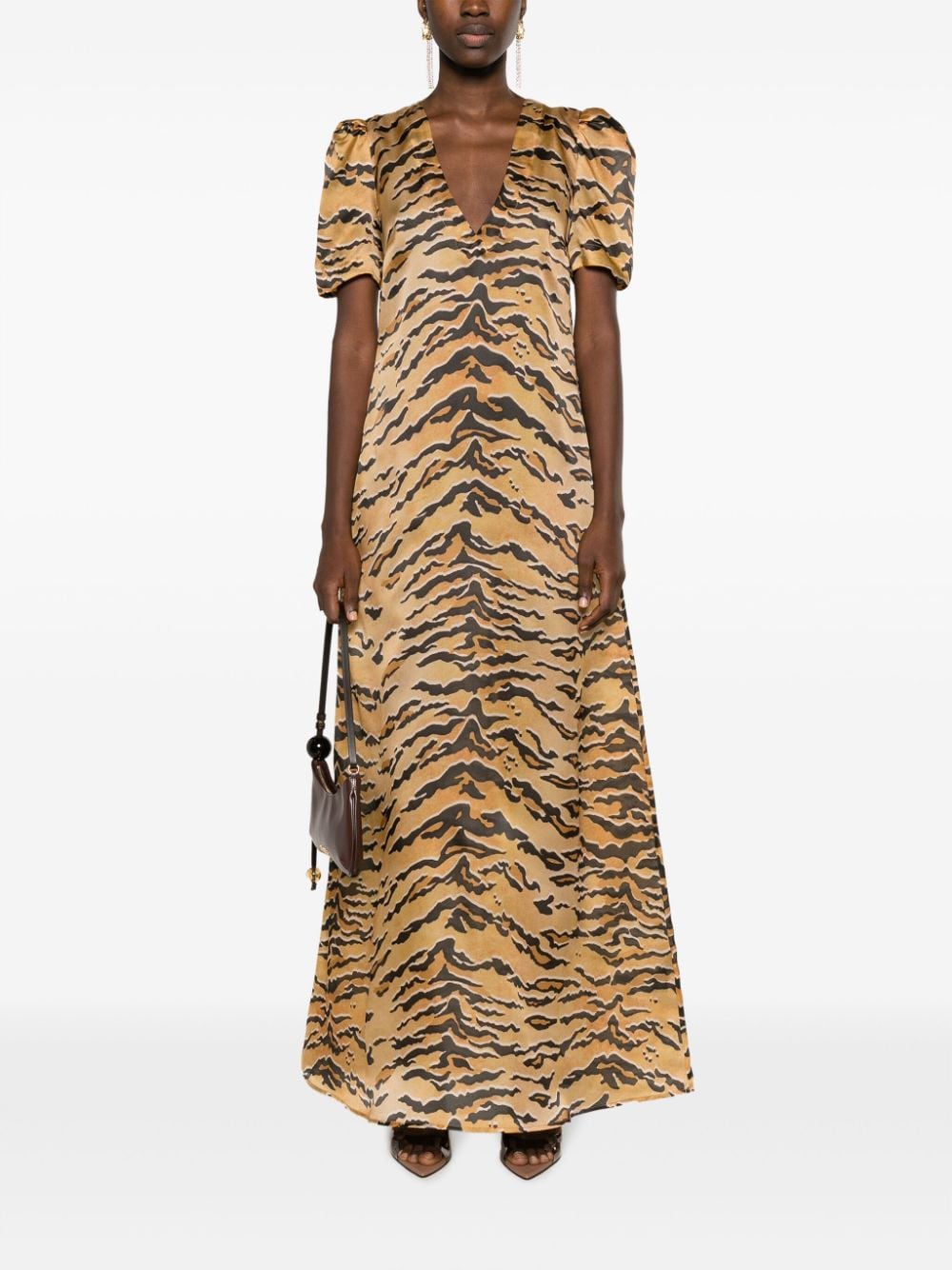 Shop Zimmermann Matchmaker Tiger-print Maxi Dress In Braun