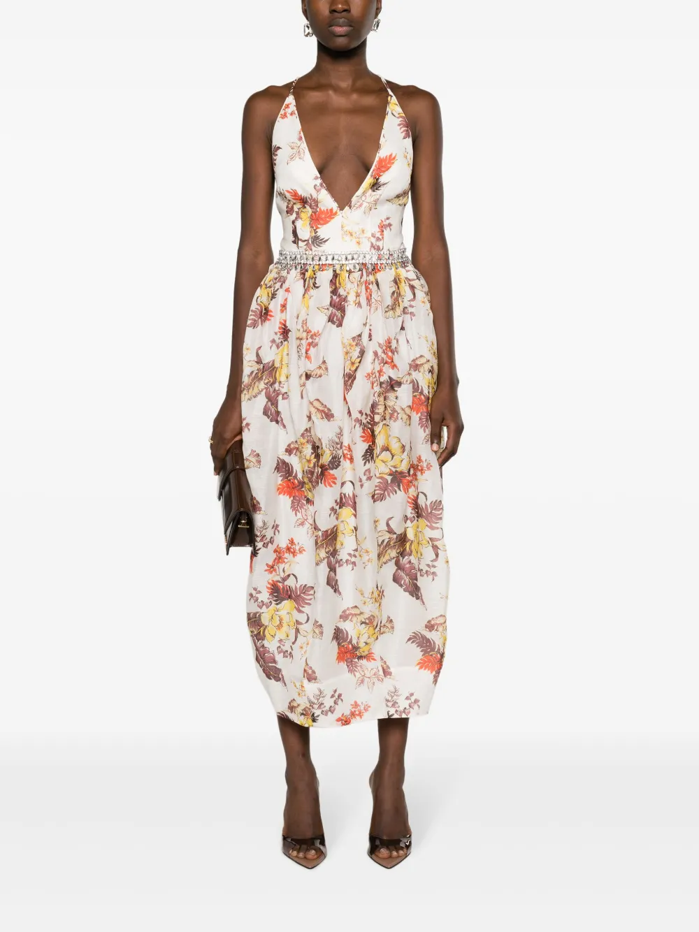 ZIMMERMANN Matchmaker midi-jurk met bloemenprint Beige