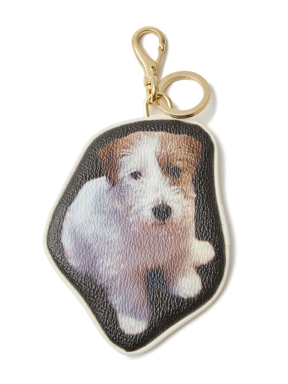 Undercover Dog-print Faux-leather Keyring In Black