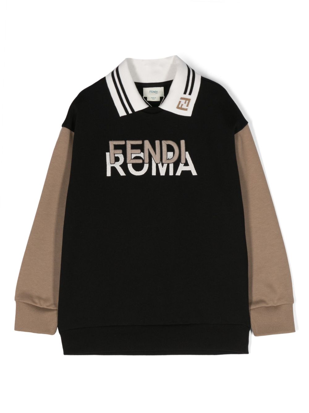 Fendi Kids' Logo-embroidered Colour-block Sweatshirt In Black