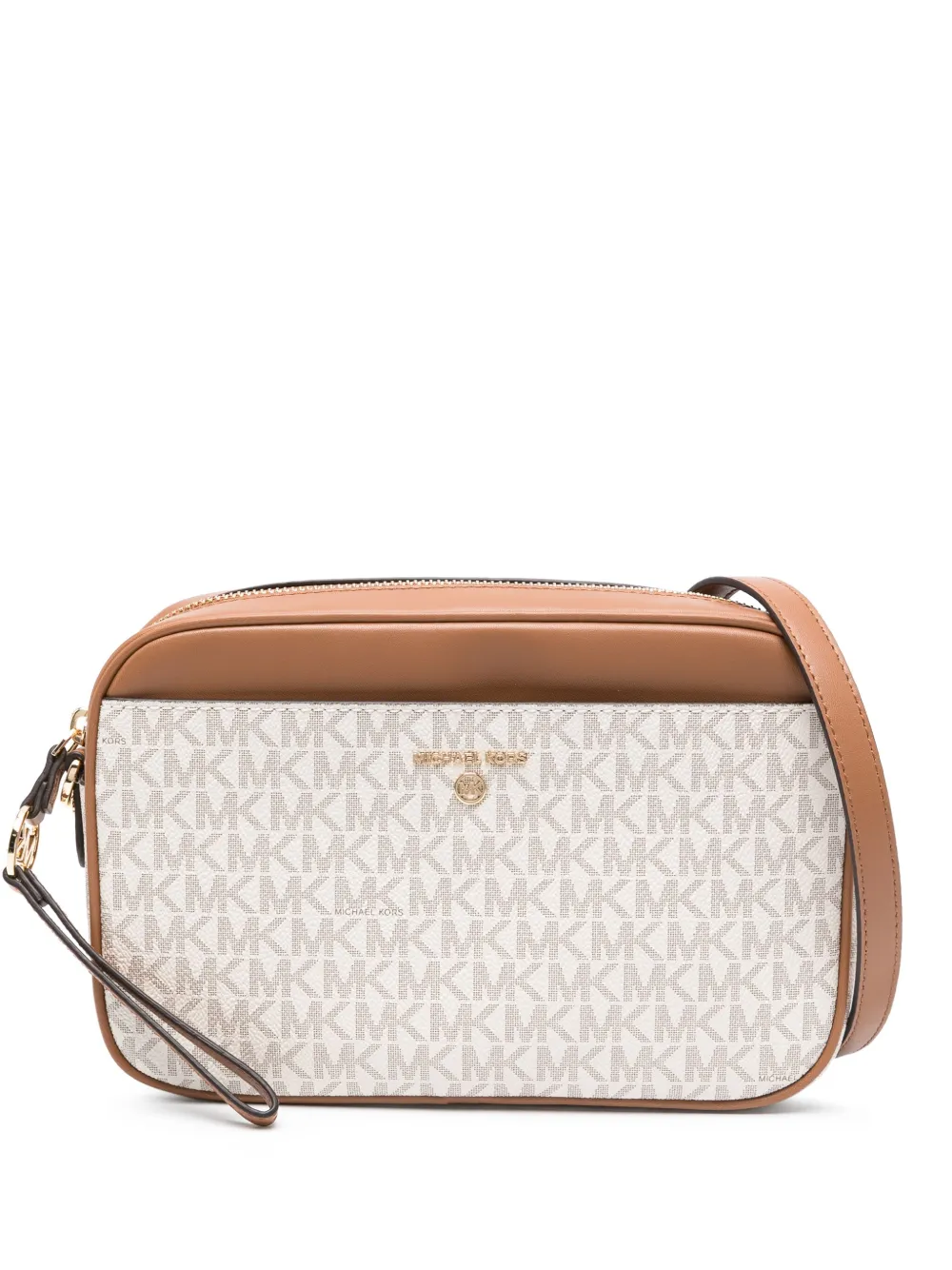 Michael Kors monogram-pattern leather crossboby bag Beige