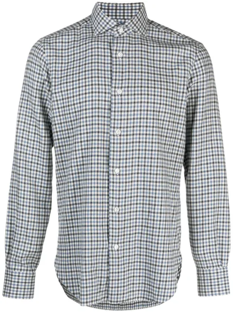 Barba fine-check cotton flannel shirt