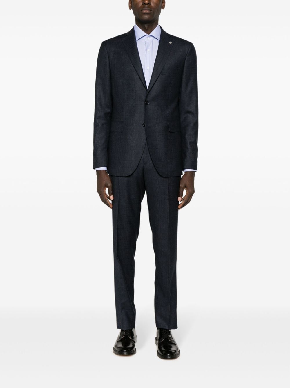 Shop Tagliatore Plaid-check Virgin-wool Suit In Blue