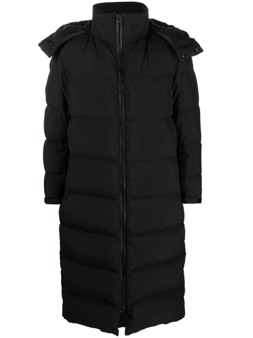 Shop Hugo Logo-appliqué Padded Coat In Black