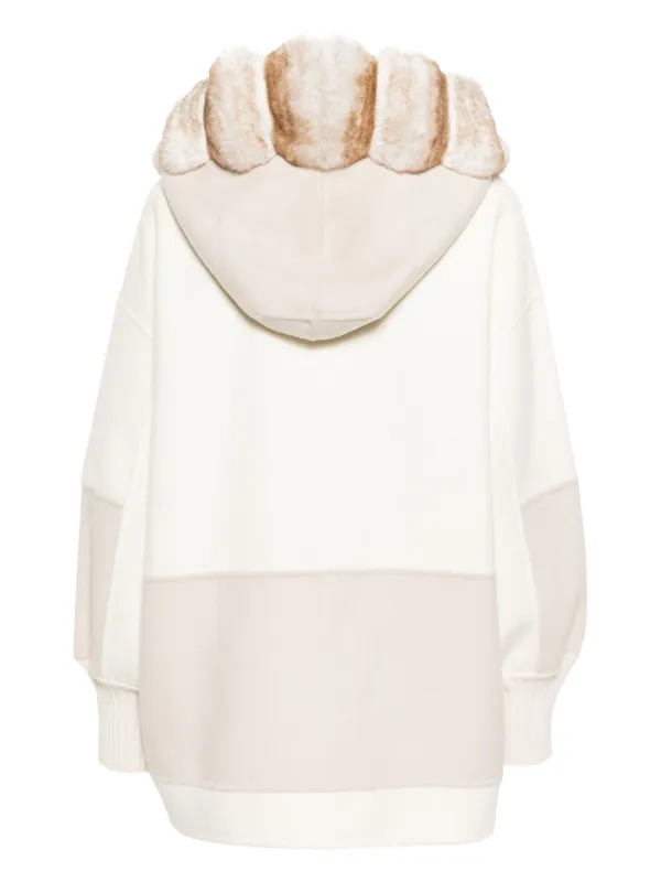 White hooded faux deals fur coat