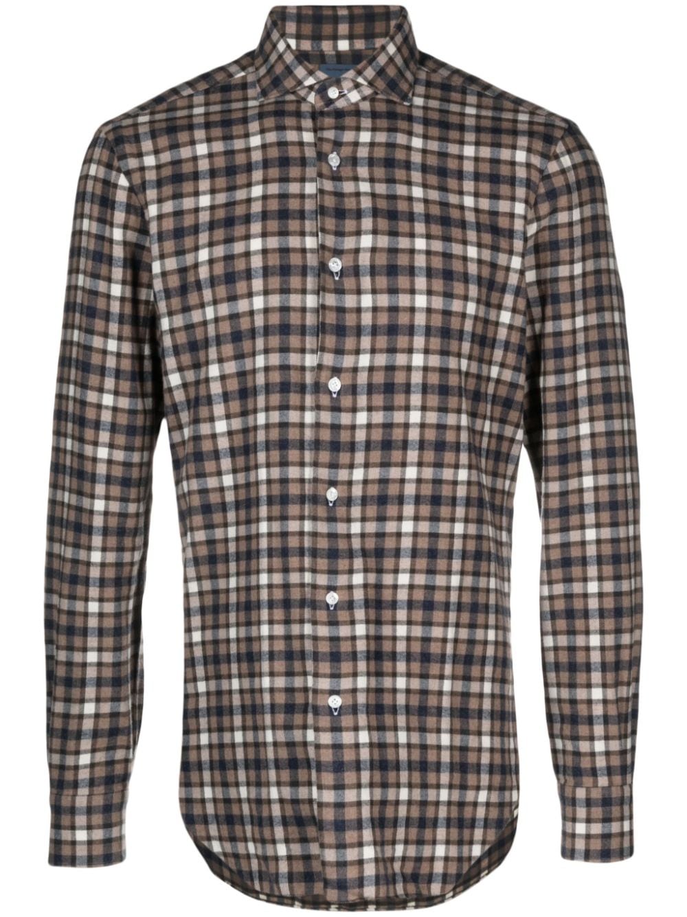 Barba Checked Cotton Flannel Shirt In Brown