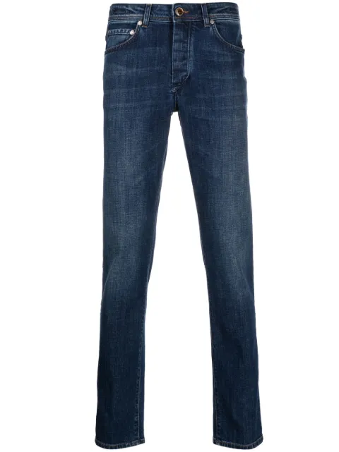Barba slim-cut logo-patch jeans