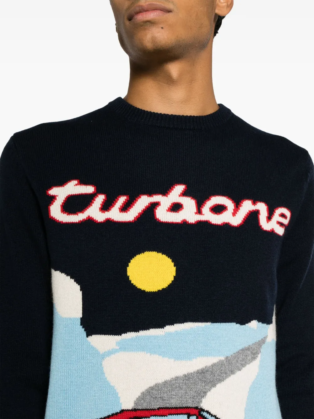 Mc2 Saint Barth Turbone 61 Intarsia-knit Jumper In Blau