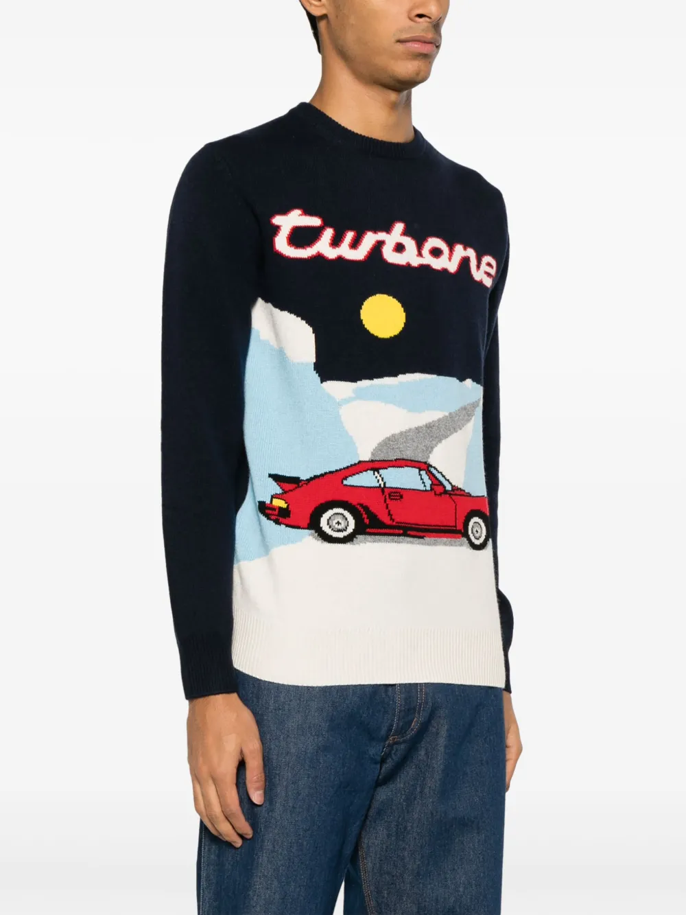 Mc2 Saint Barth Turbone 61 Intarsia-knit Jumper In Blau