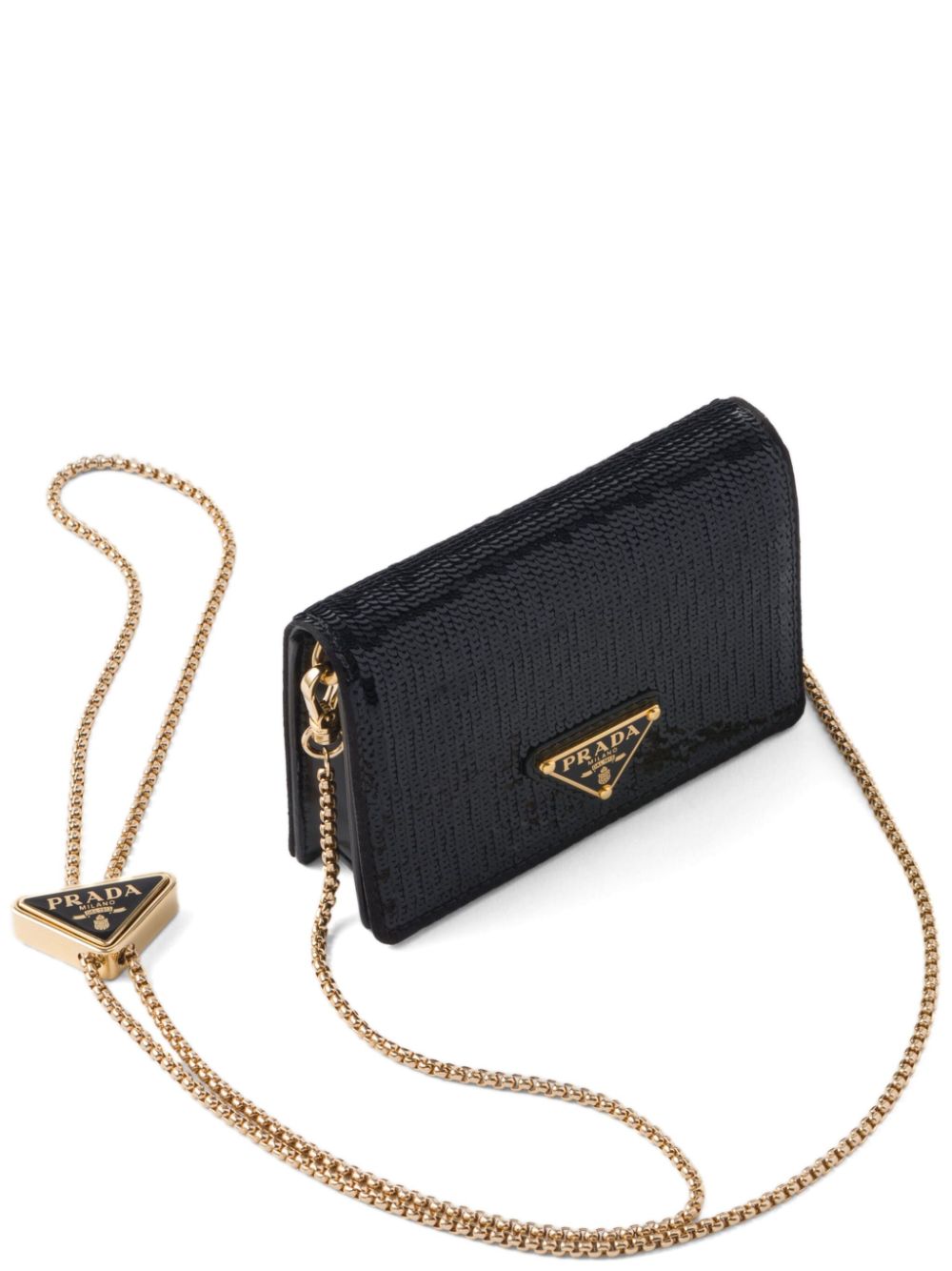 Prada sequinned wallet-on-chain - Black