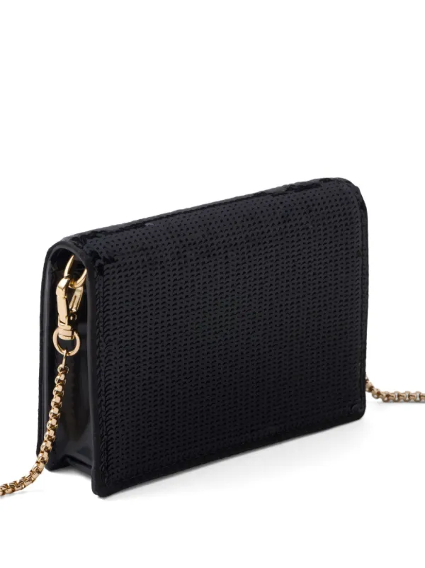 Prada Sequinned wallet-on-chain | Black | FARFETCH