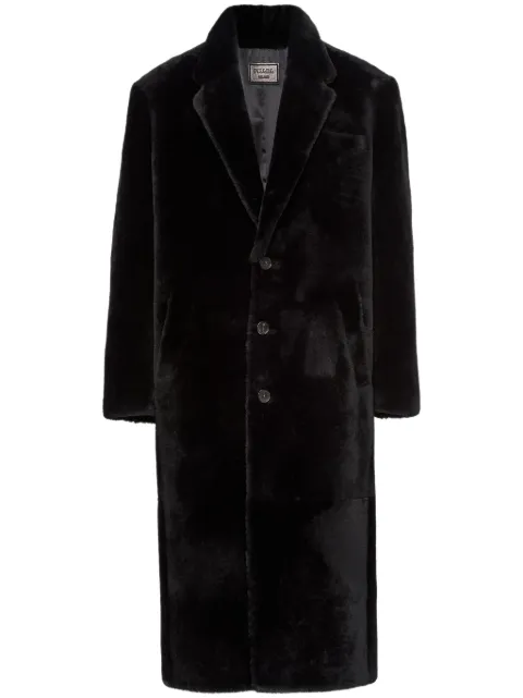 Prada triangle-logo shearling coat