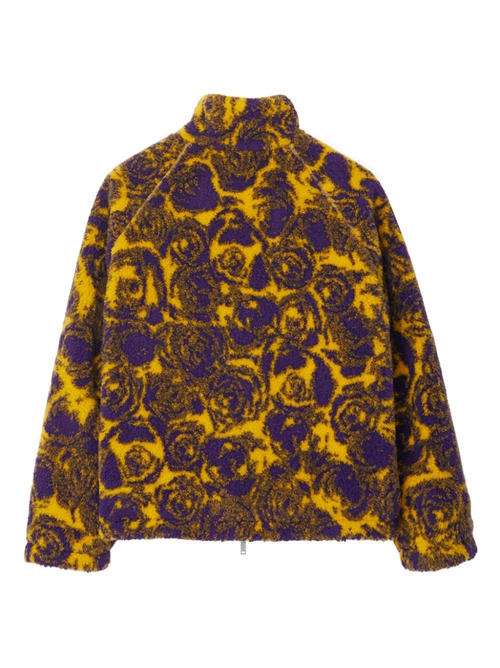Shop Burberry Rose-print Reversible Fleece Jacket In Yellow