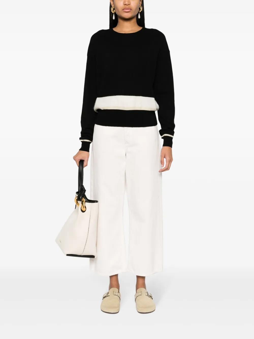 Max & Moi Plums striped cashmere jumper - Zwart