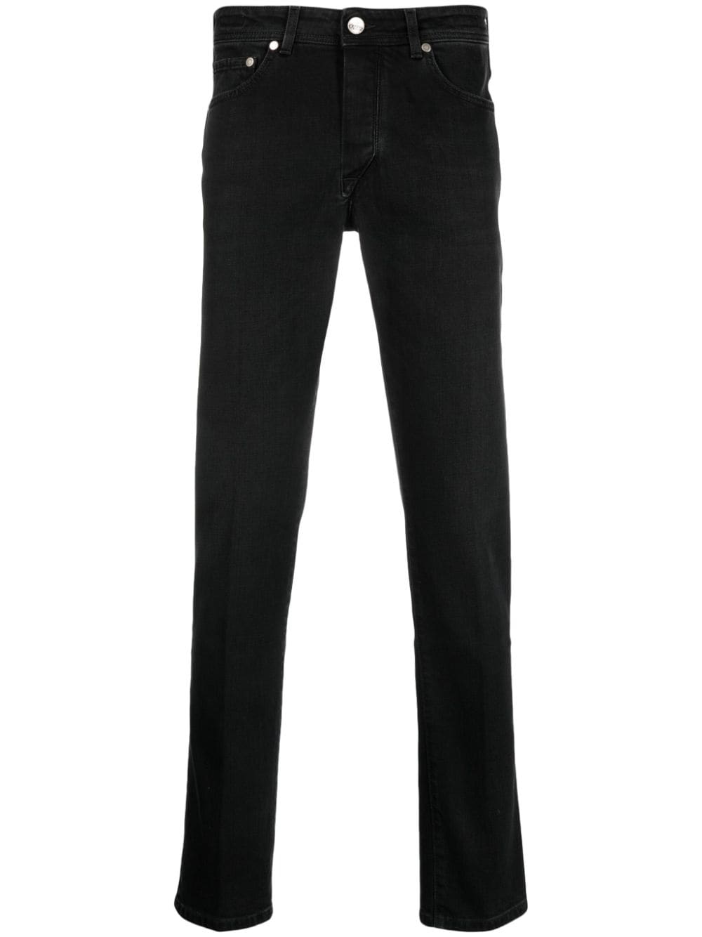 Barba Slim-cut Logo-patch Trousers In Black