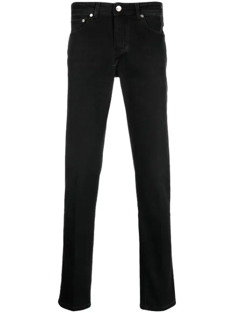 Barba slim-cut logo-patch trousers