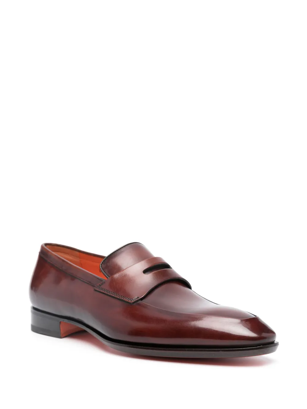 Santoni Leren loafers - Bruin