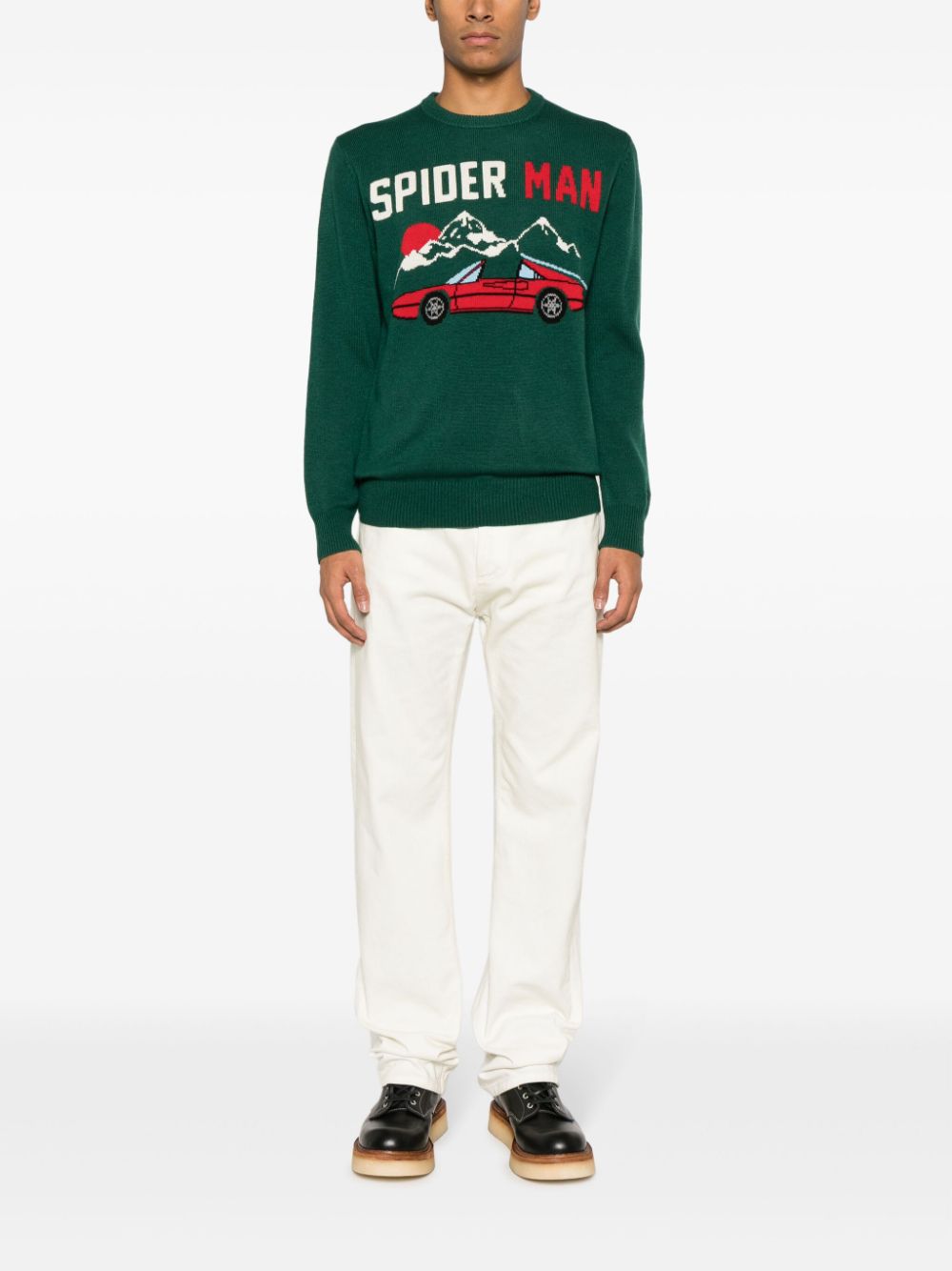 Shop Mc2 Saint Barth Spider Man Intarsia-knit Jumper In Grün