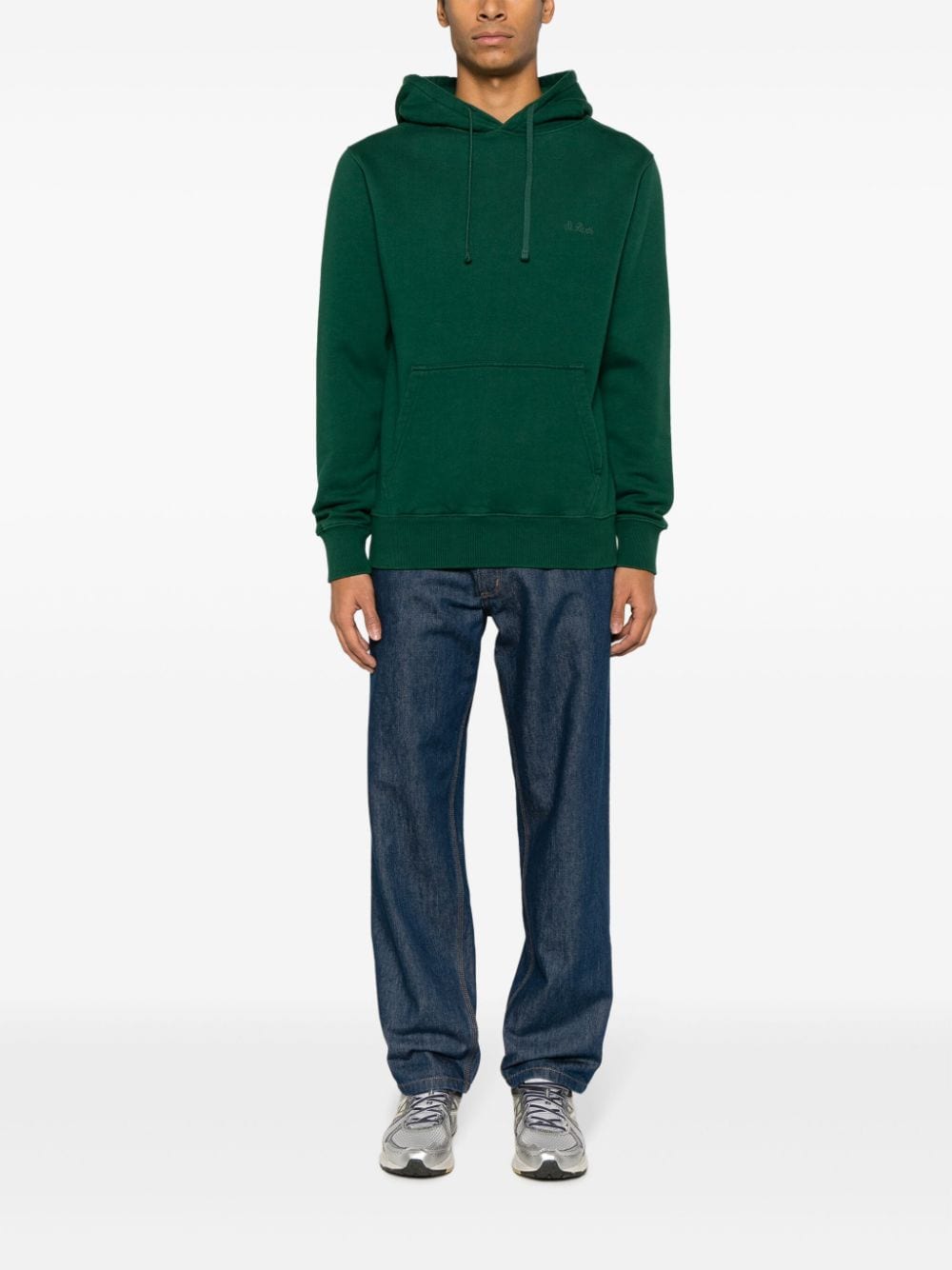 Shop Mc2 Saint Barth Tribeca Logo-embroidered Cotton Hoodie In Green